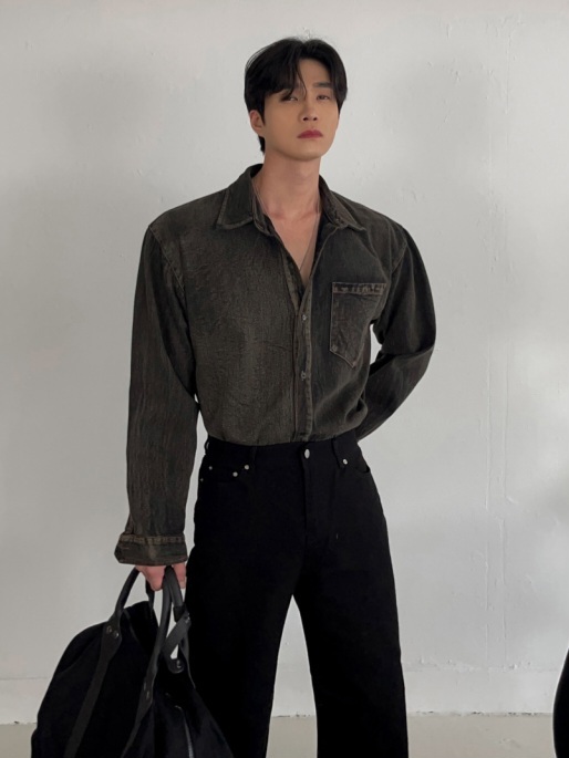 Road 水洗刷色牛仔襯衫