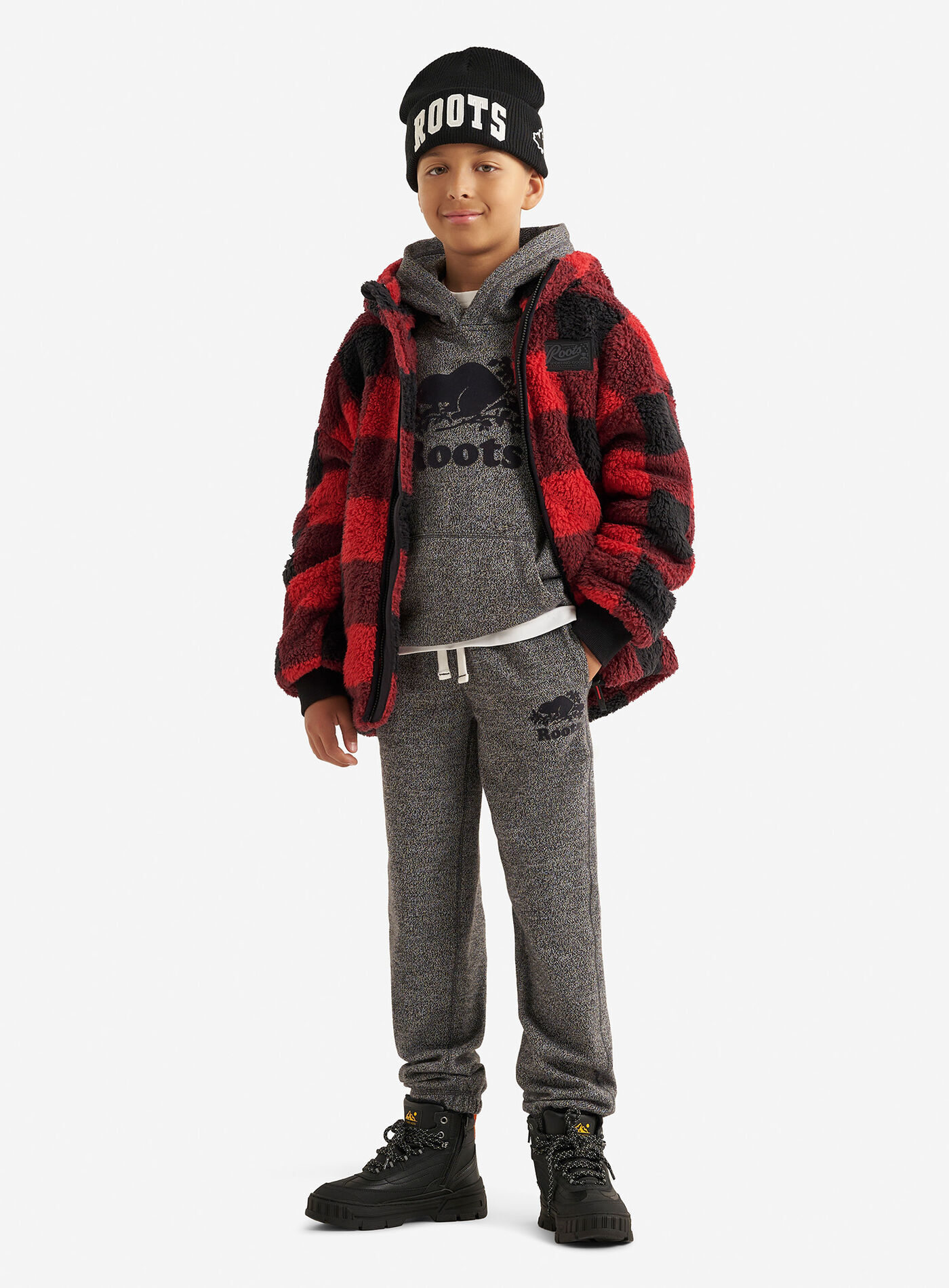 ROOTS 大童 經典款 縮口 刷毛 棉褲 (2色)