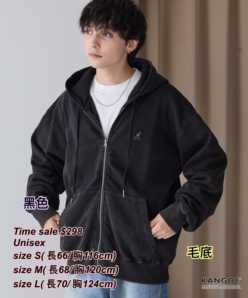17/10 sale Kangol logo 拉鏈毛底外套/5 色