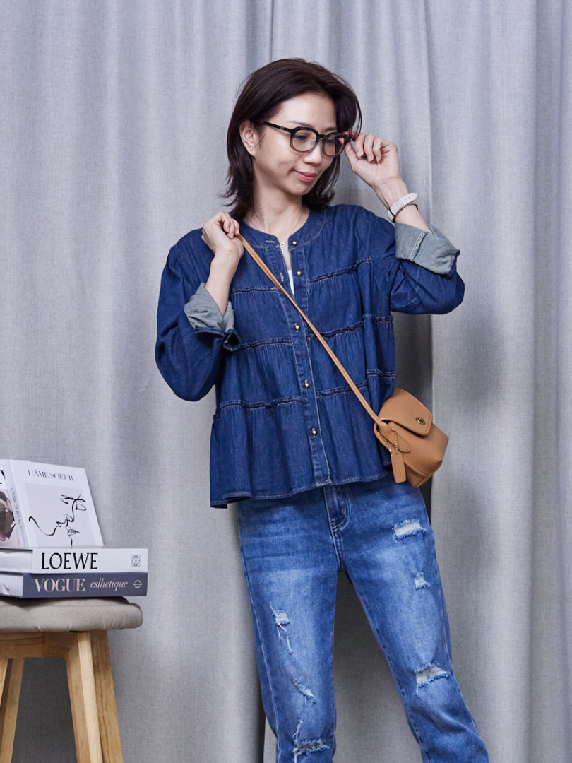 【闆娘推薦】層次剪裁・新柔軟丹寧百搭氣質襯衫