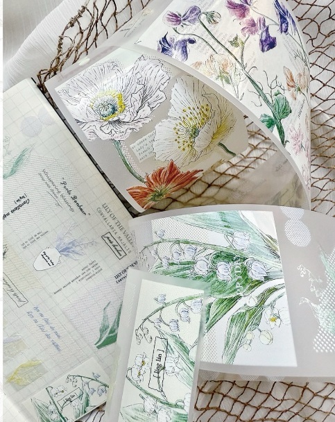 竹工凡花．夏季的呢喃祝福 5cm霧面PET膠帶 <整捲/分裝>