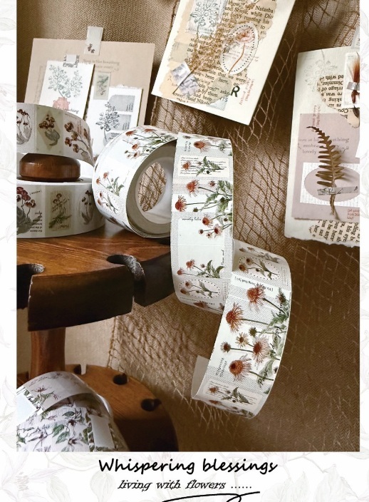 竹工凡花．秋季的呢喃祝福 標籤機貼紙膠帶 共三款 <整捲/綜合分裝>