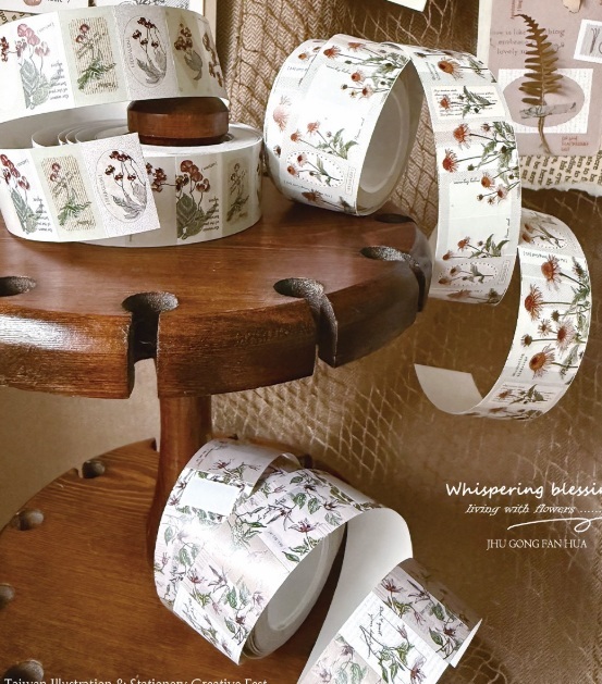 竹工凡花．秋季的呢喃祝福 標籤機貼紙膠帶 共三款 <整捲/綜合分裝>