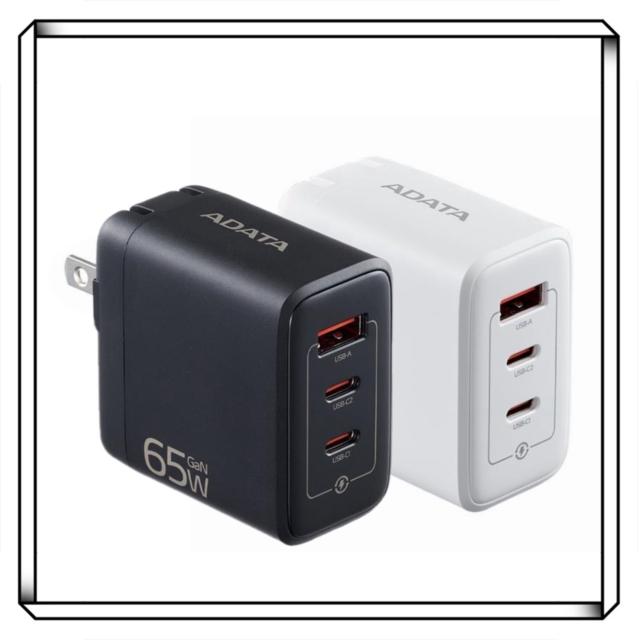 ADATA 威剛 65W 氮化鎵 USB-A USB-C 3孔 充電器