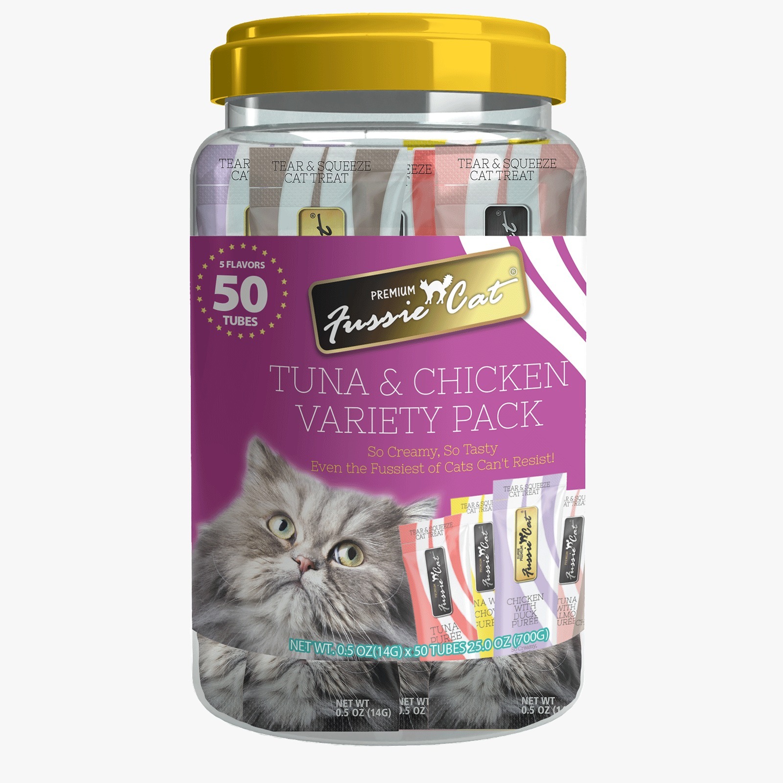高竇貓 滋味肉醬貓小食 🐓 吞拿雞肉系列過癮桶50條裝 (14g x 50條) *紫*