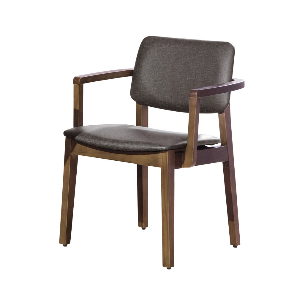 莫茵皮面扶手實木餐椅/單椅(三色可選）