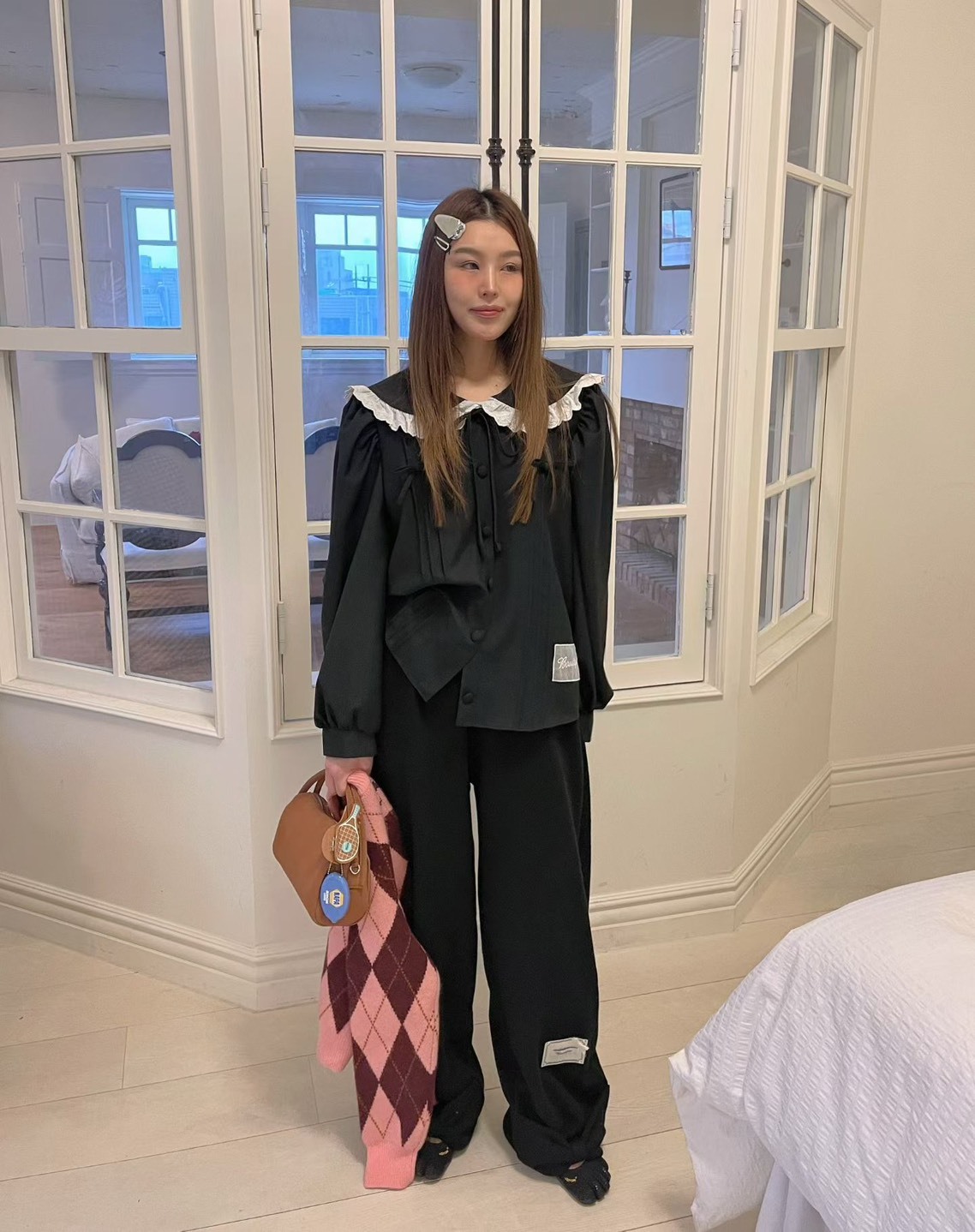 蝴蝶結褲腳休閒長褲