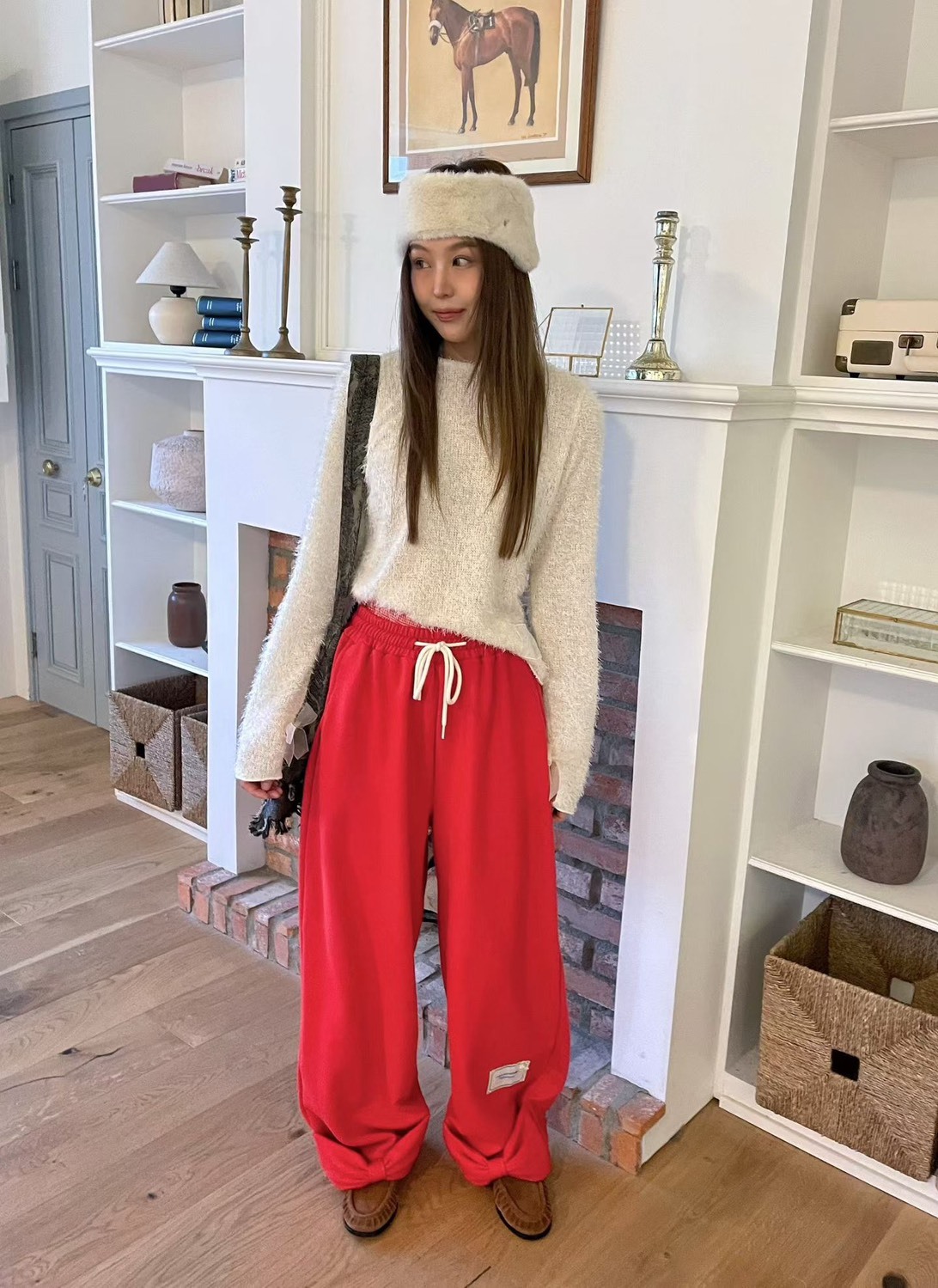 蝴蝶結褲腳休閒長褲