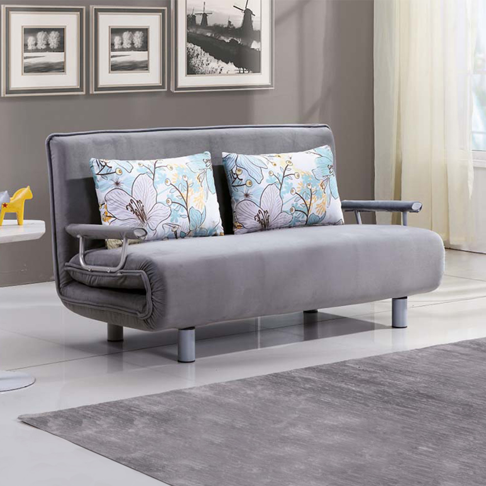 荷森灰色布沙發床/雙人椅/二人座(送抱枕)