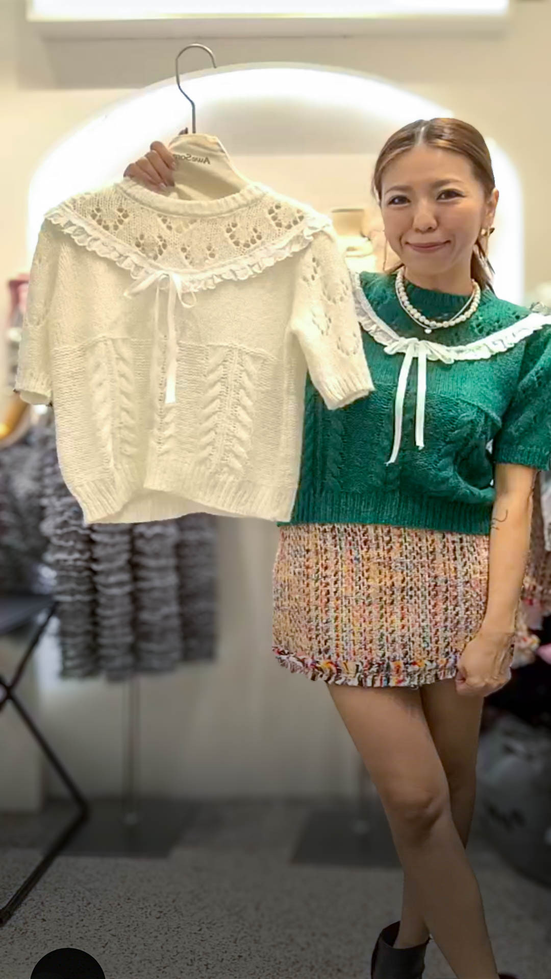 🥰K4137  ▶️蝴蝶結針織上衣 👉B:110cm L:51cm