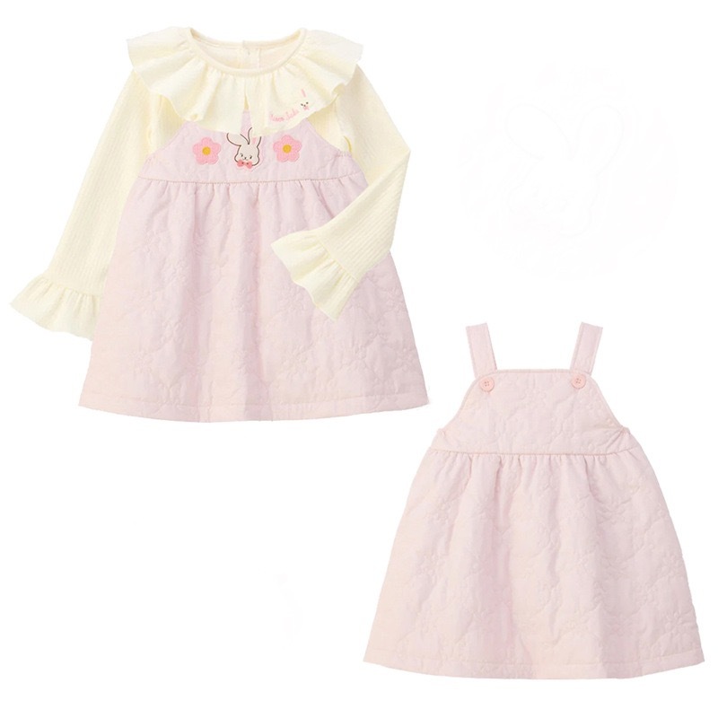 𝐌𝐢𝐤𝐢 𝐇𝐨𝐮𝐬𝐞 兔兔荷葉邊壓紋背帶連身裙