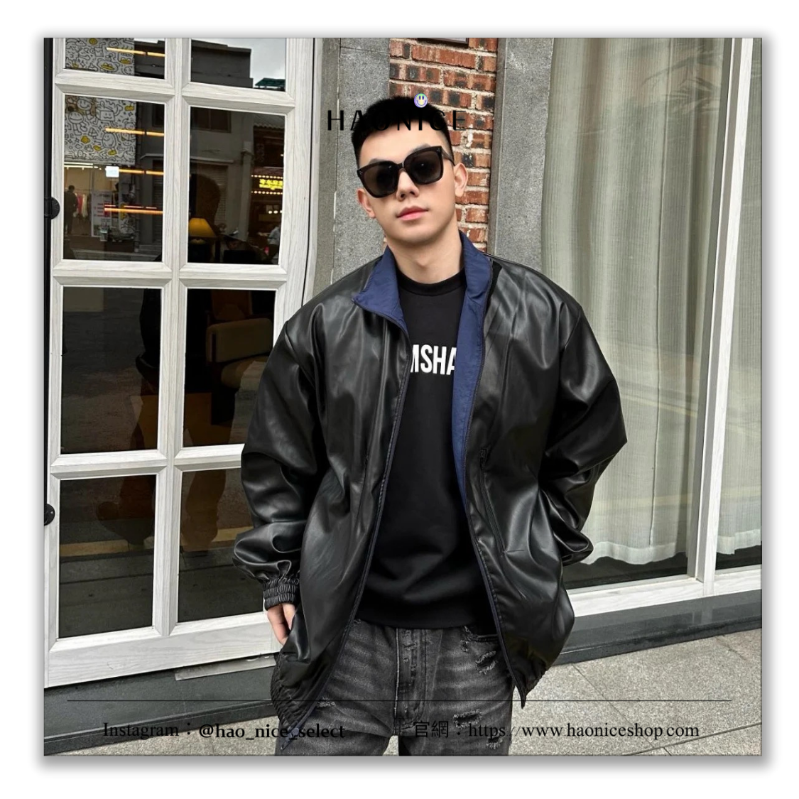 【HAO NICE】輕奢時尚✨上海經銷商 Balenciaga巴黎世家 雙面穿外套 刺繡logo 藏青色 皮衣 皮質外套 長袖外套 夾克 運動外套 尼龍材質