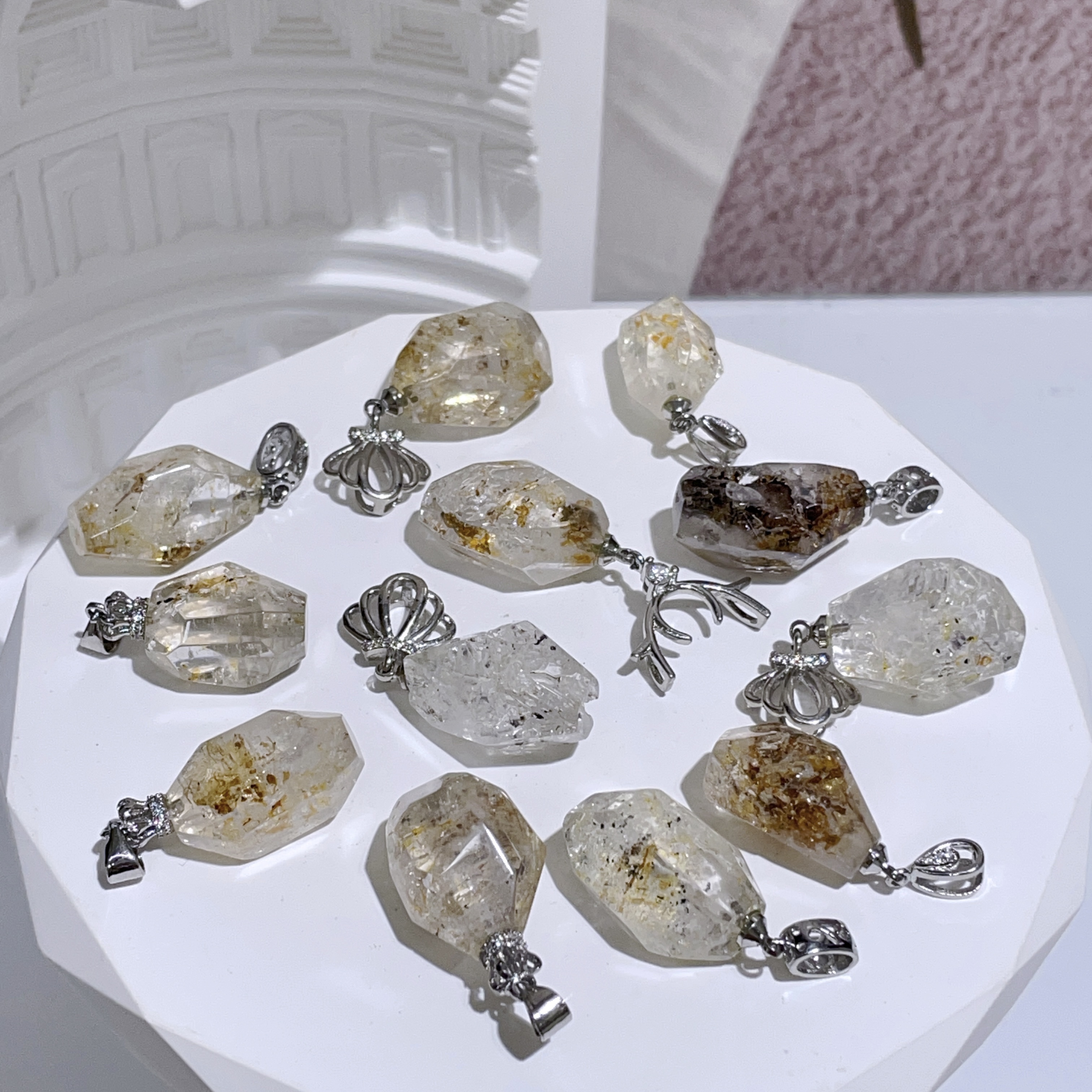 油膽閃靈鑽隨形純銀吊墜