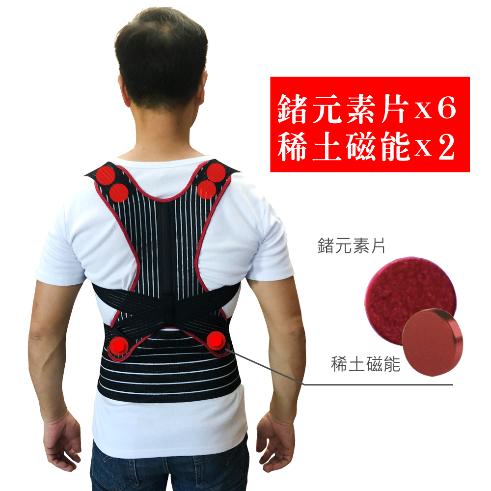 【強鍺挺背護腰帶】竹炭+鍺+稀土磁石能量健康挺背護腰帶(單入)