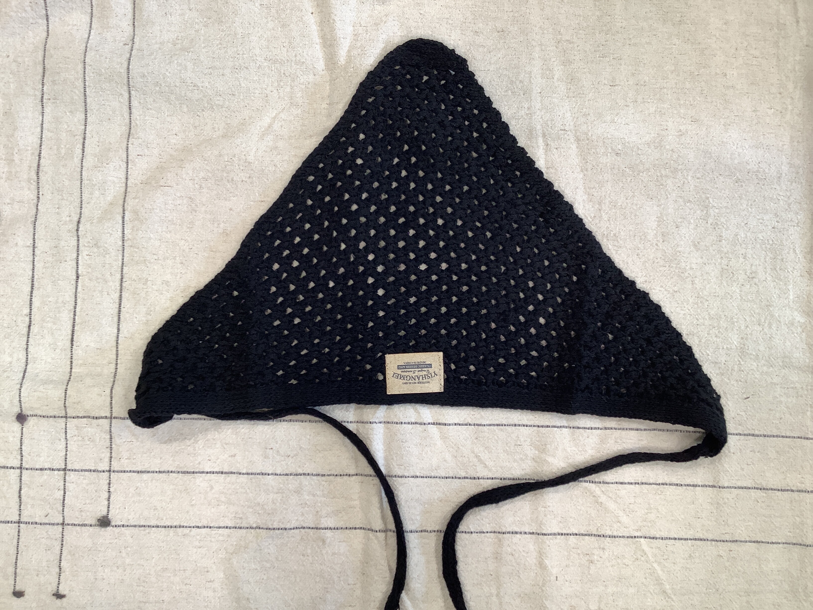 毛線綁帶三角頭巾