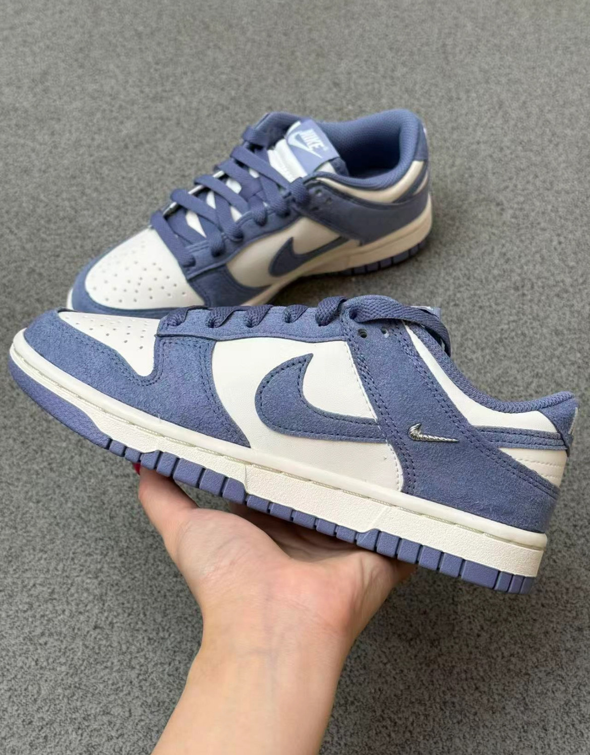 女鞋 NIKE DUNK LOW 'World Indigo' 白薰衣草 金屬小勾 麂皮 復古 運動 休閒鞋【IB4417-103】