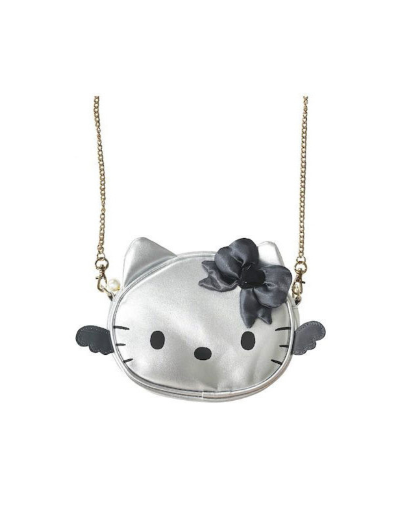 Hello Kitty 銀天使仿皮大頭斜揹袋