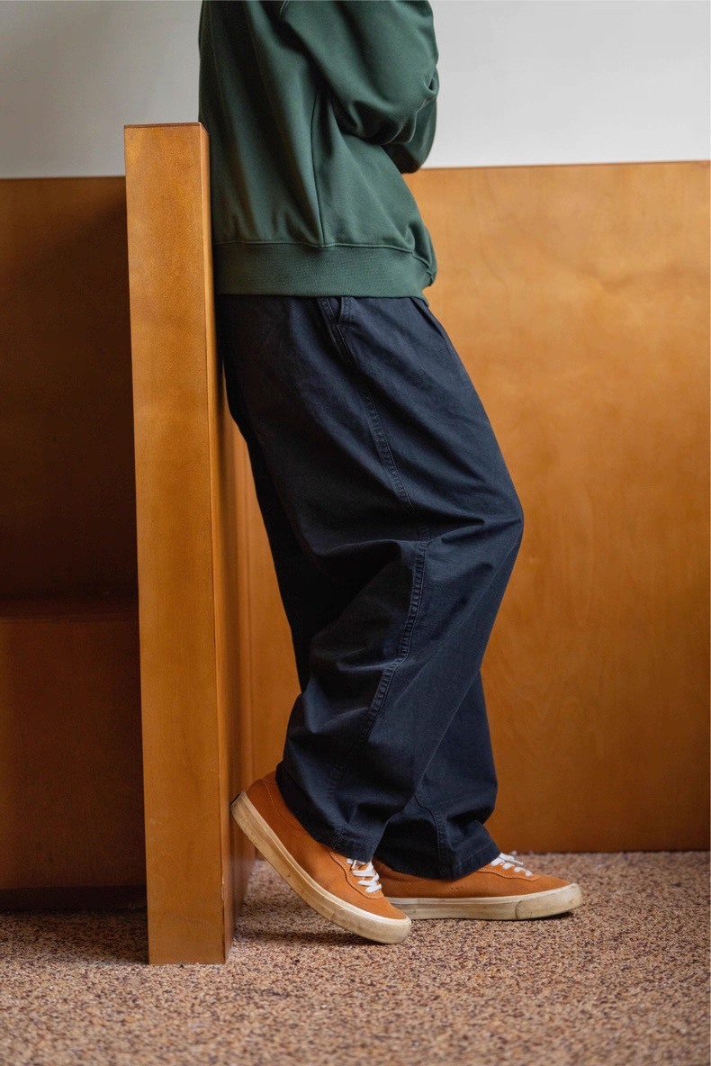 #預購 BTB 25AW 復古重磅 水洗做舊 純棉竹節寬鬆錐形褲 兩色