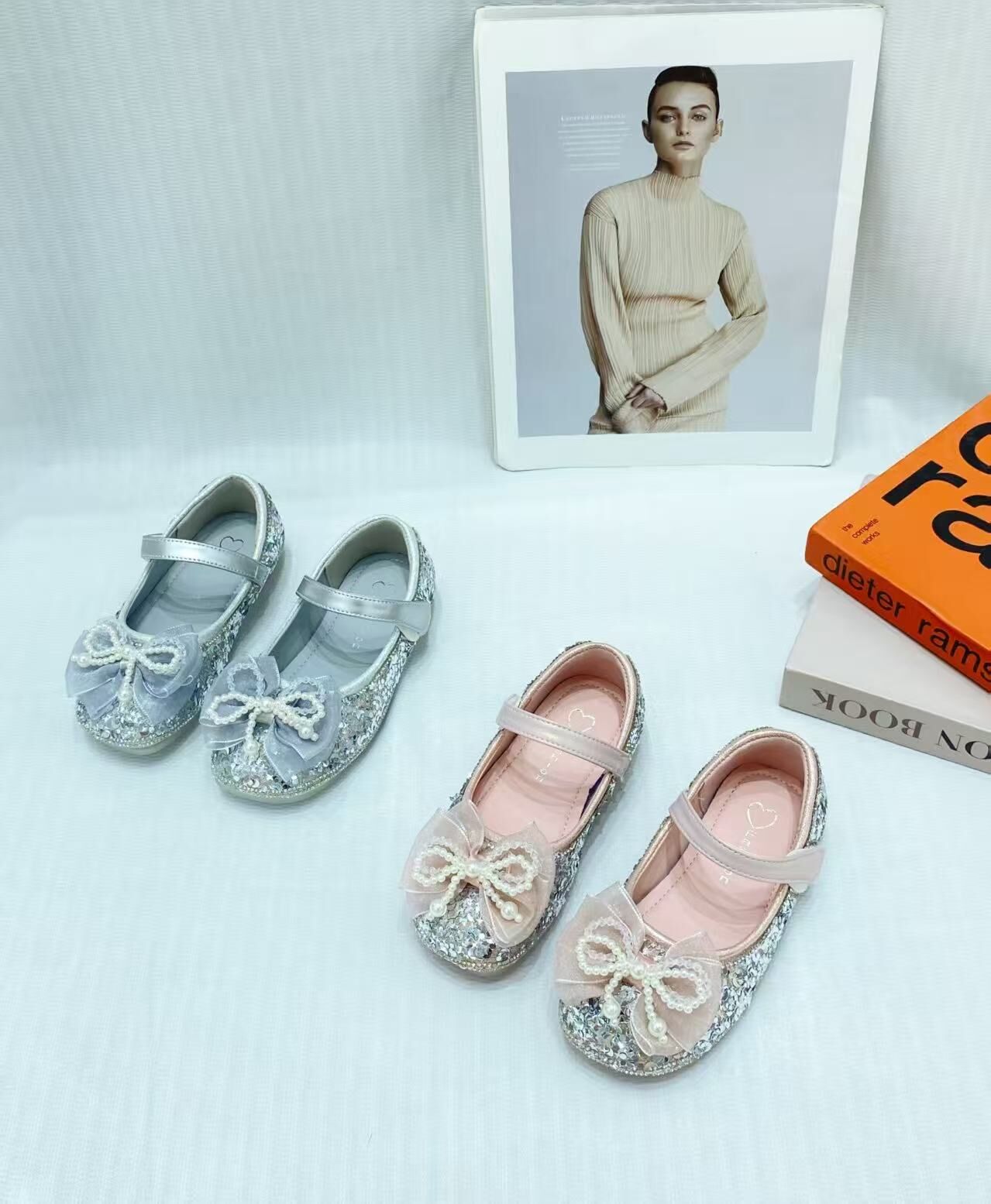 BYB10SS028SR 閃耀銀珍珠層次蝴蝶結閃閃公主鞋