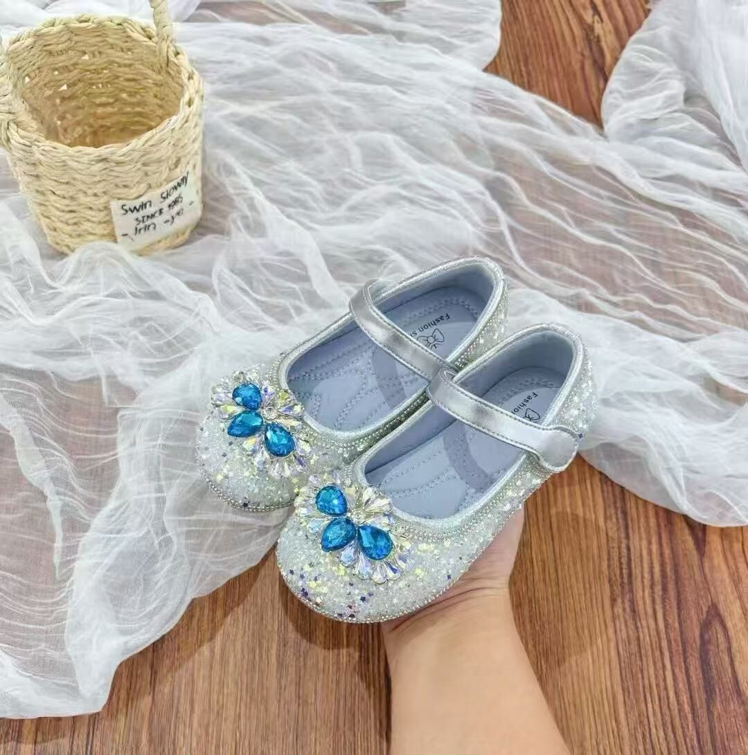 BYB10SS029SR 銀色夢幻水晶煙花閃閃公主鞋