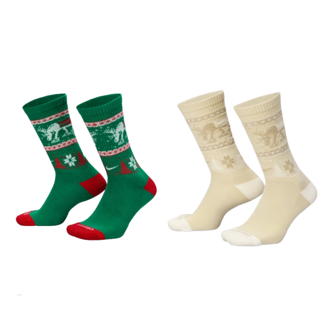 Nike Everyday Plus Cushioned Dri-FIT 聖誕長襪 兩雙一組 綠 HV6939-901 米 HV6939-902 X