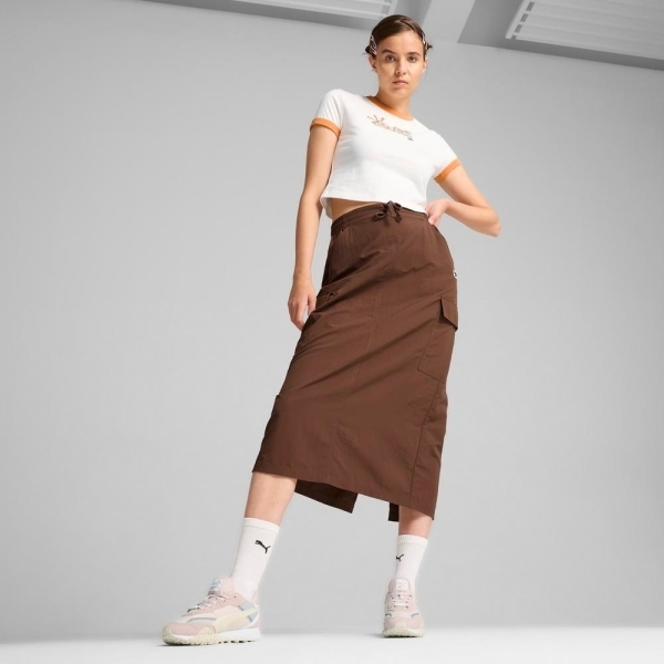 PUMA 短T 流行系列 DOWNTOWN 白橘 寶貝 短版 上衣 女 62665452