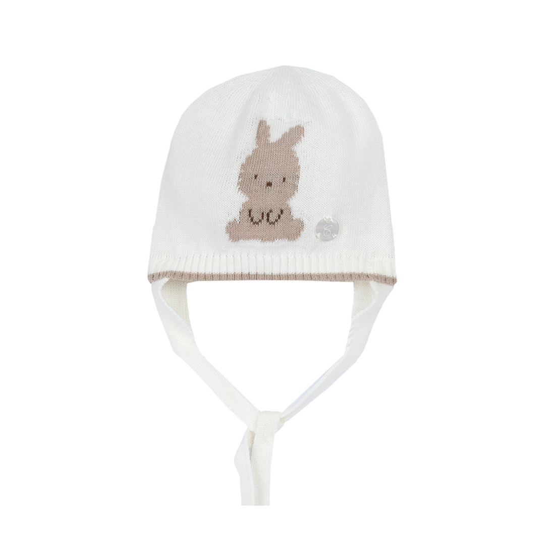 Lattee小兔-棉紗提織小兔綁帶針織帽