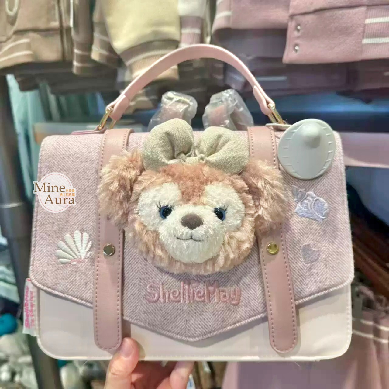 雪莉玫 ShellieMay 絨毛 大頭造型 掀蓋設計 後背包 -上海迪士尼樂園