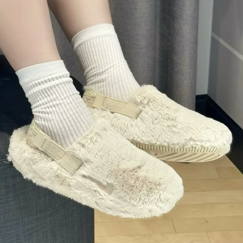 Nike Wmns Calm Mule SE 米白色 絨毛 穆勒涼鞋 FZ3118-101