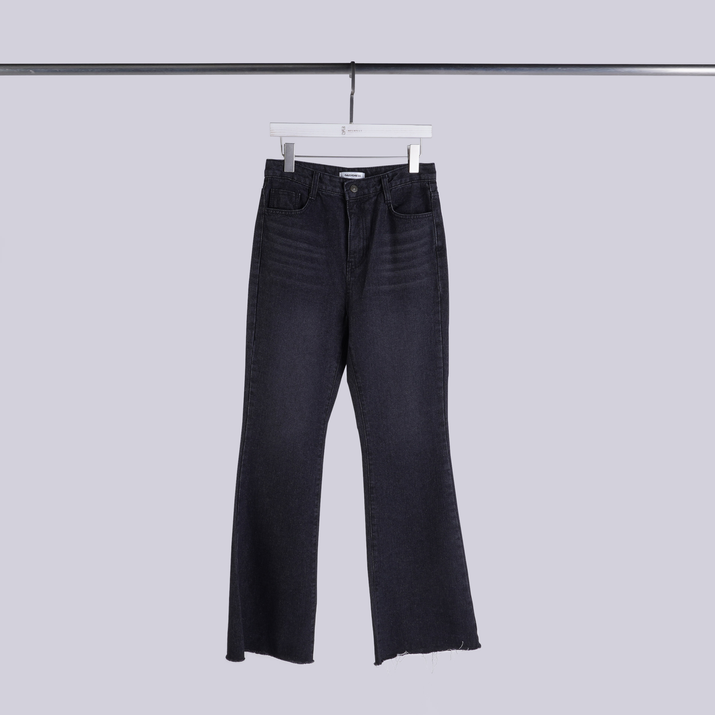 復古刷色不修邊小喇叭褲 | 碳灰