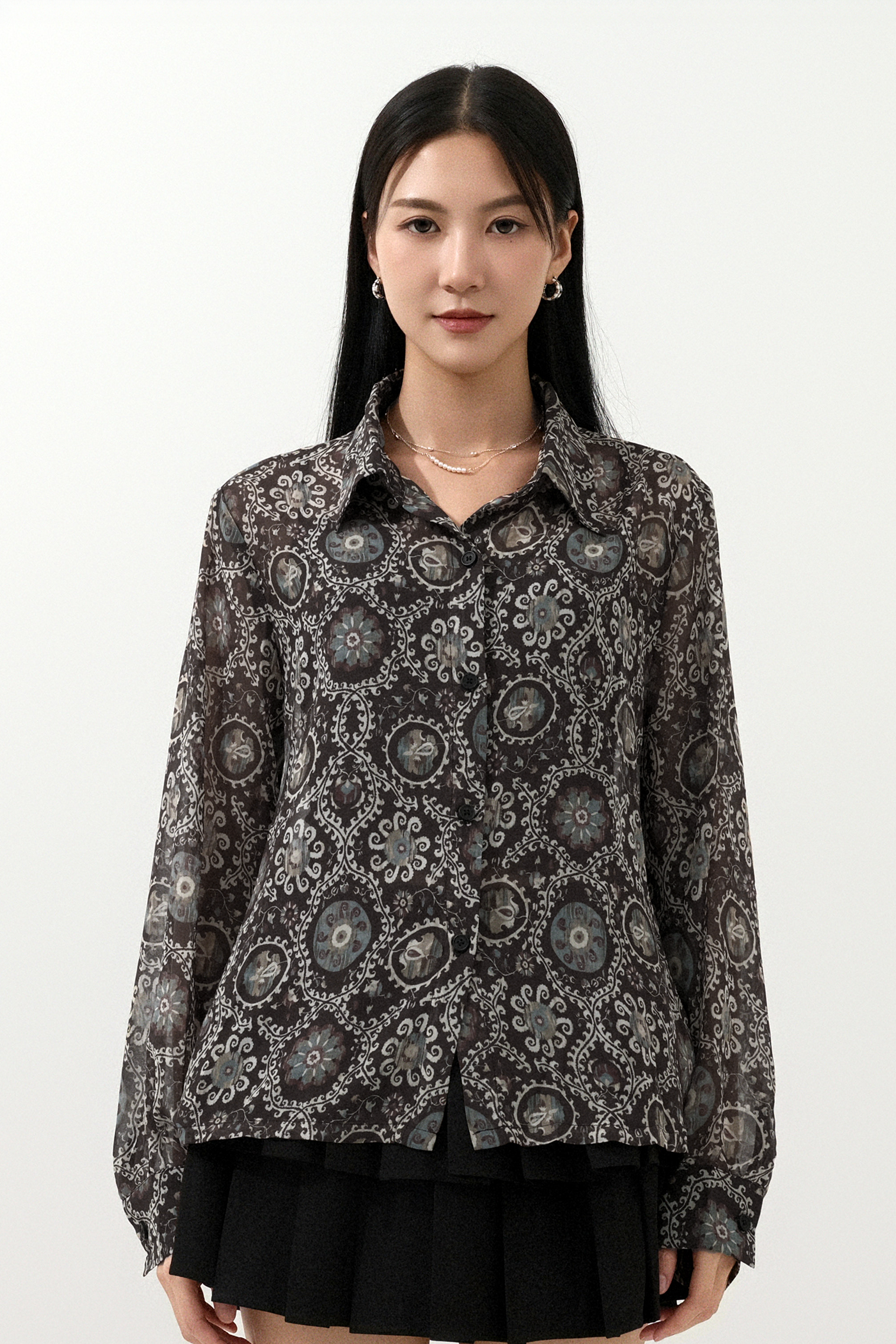 古典花雪紡恤衫 (預購產品）