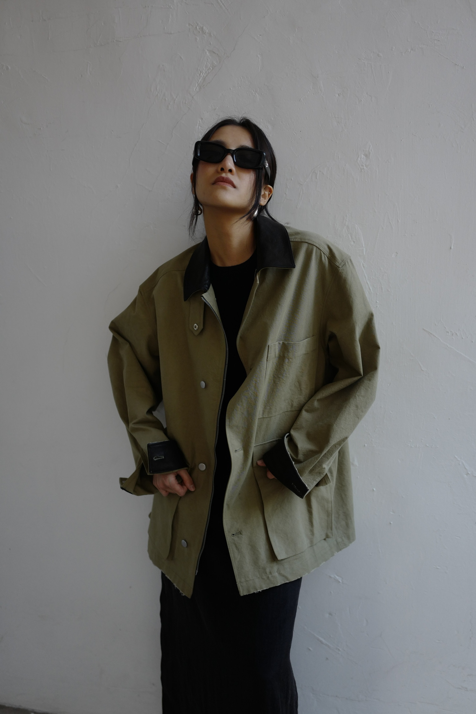 PDD Archive JK196 leather collar distressed miltary Jacket