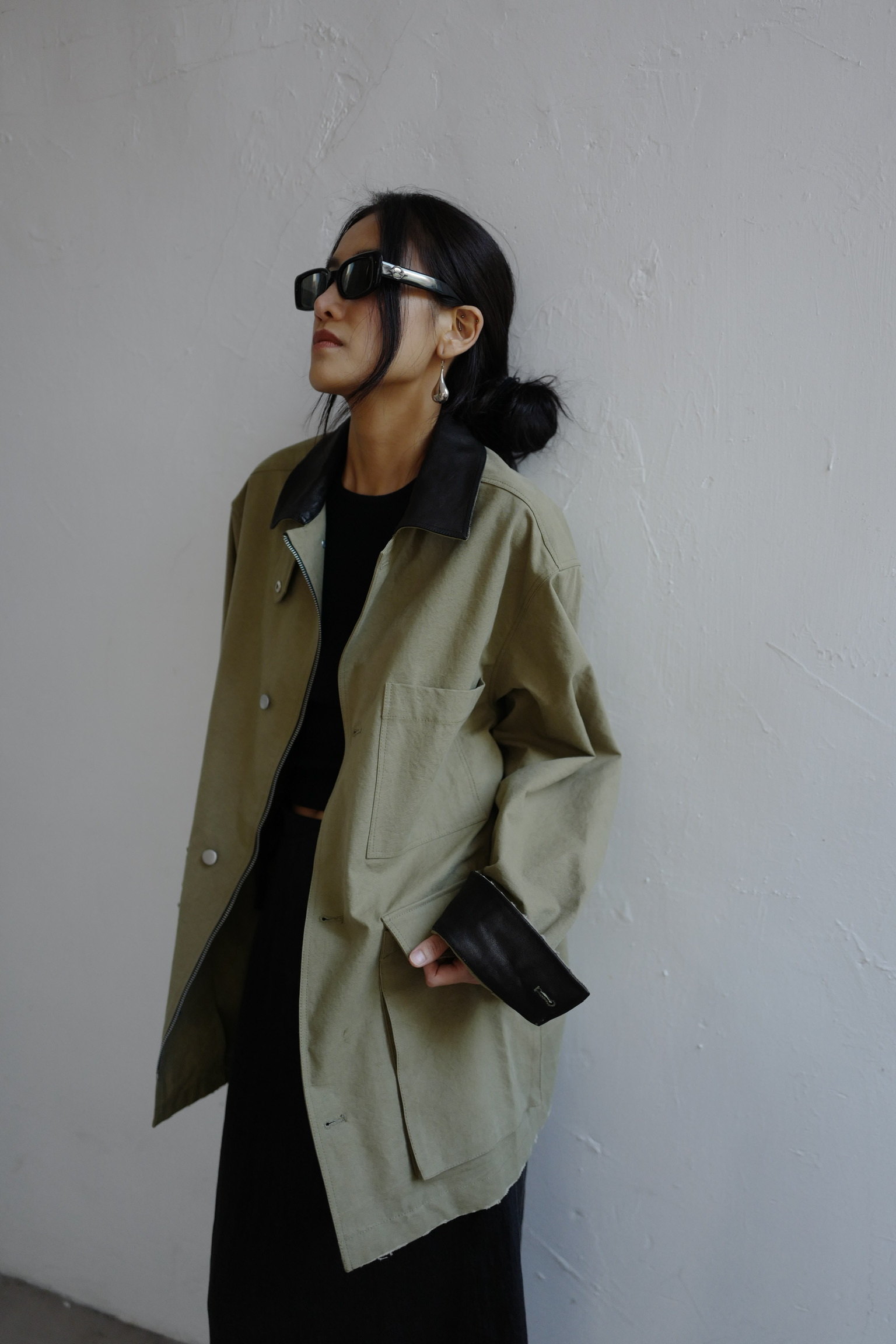 PDD Archive JK196 leather collar distressed miltary Jacket