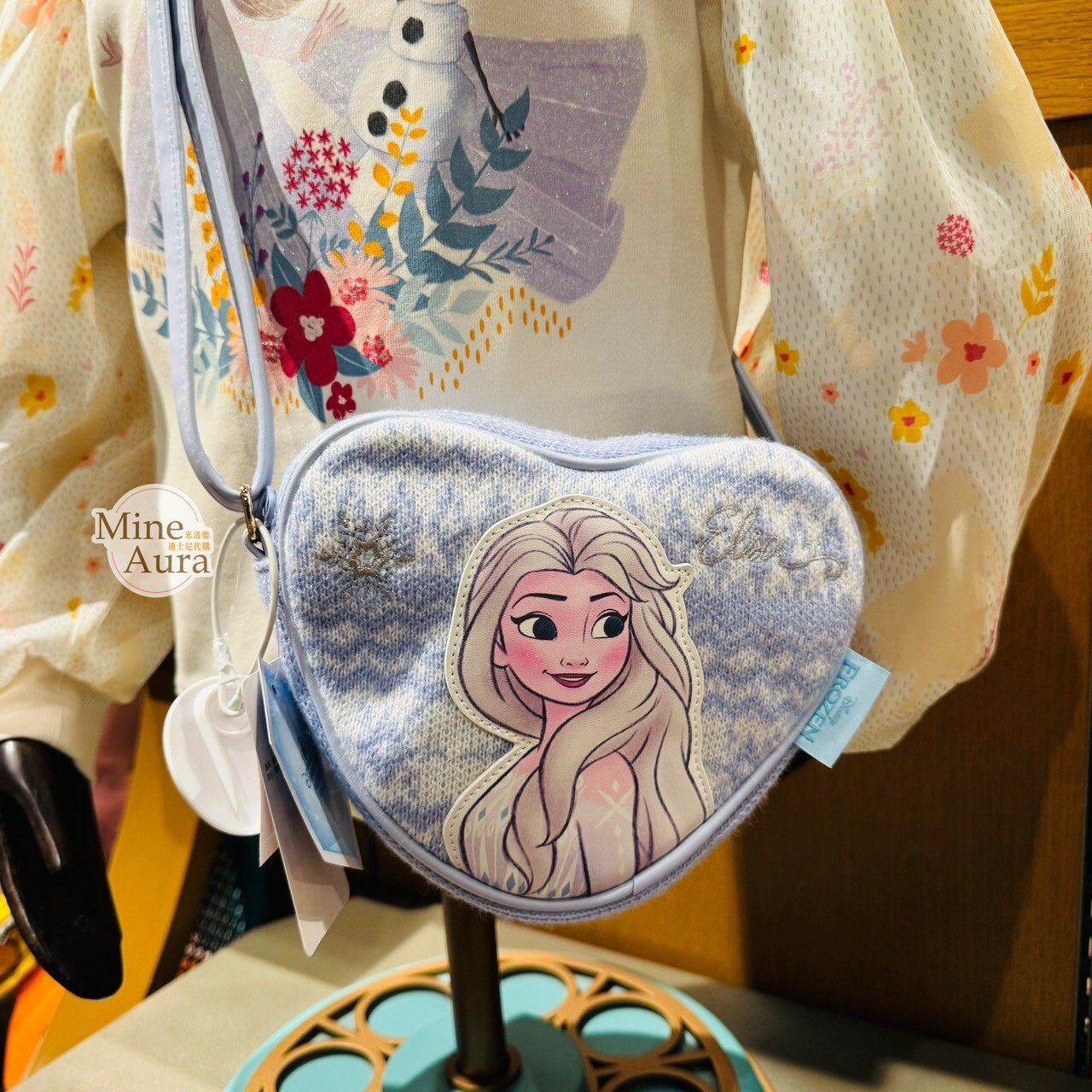 艾莎 Elsa 圖案 愛心造型 斜背 小包 冰雪奇緣 Frozen -上海迪士尼樂園
