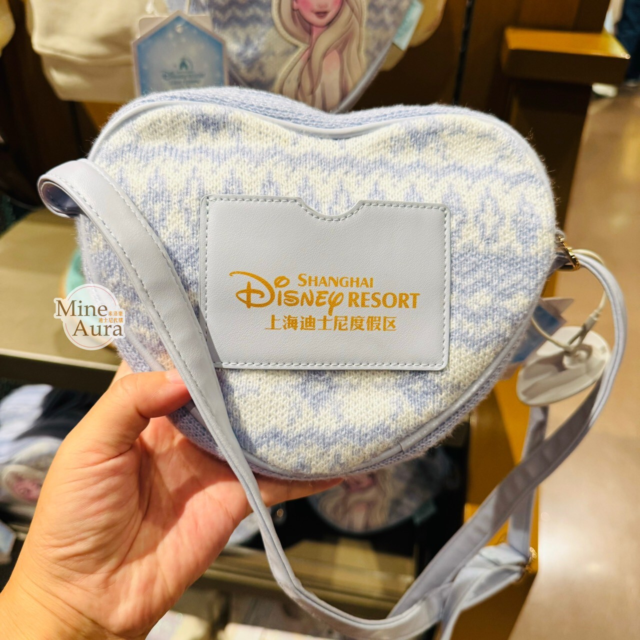 艾莎 Elsa 圖案 愛心造型 斜背 小包 冰雪奇緣 Frozen -上海迪士尼樂園