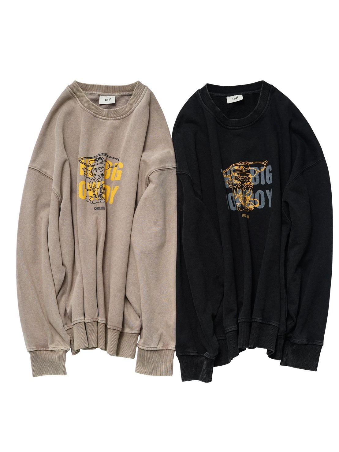 #預購 BTB 25AW 重磅450g 混紡蠟染 水洗做舊 卡通印花 圓領衛衣 兩色