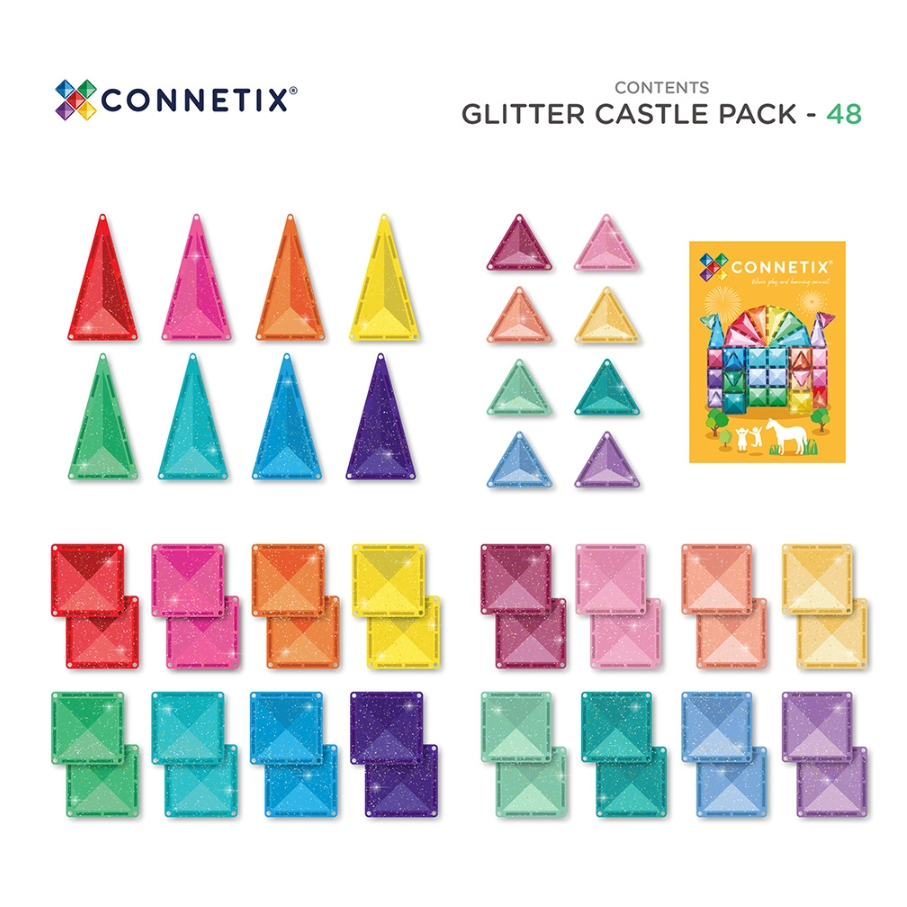 【樂森藥局】澳洲 Connetix 繽紛磁力積木 - 粉亮城堡組 48pc