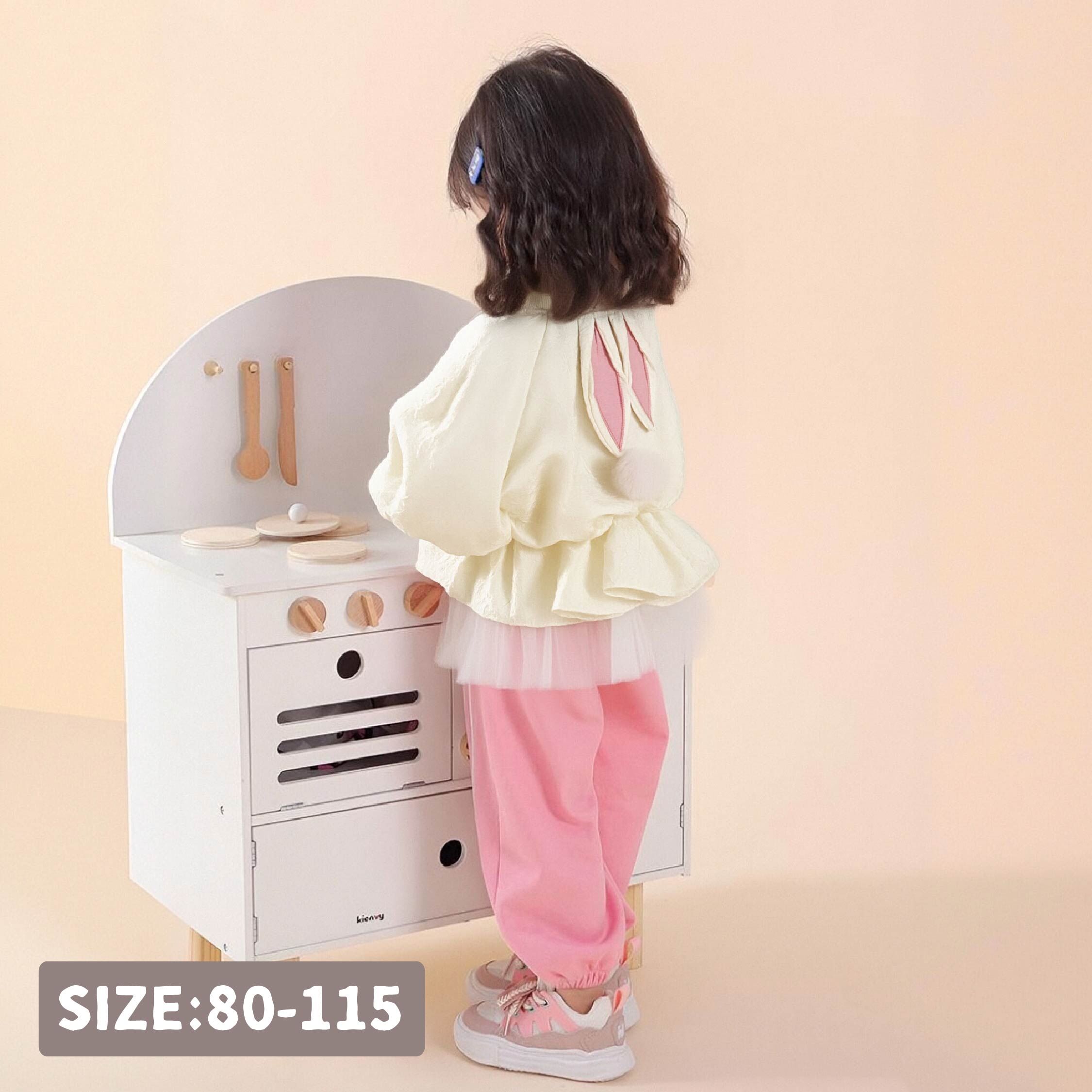 【H55434】甜甜小兔造型皺皺紋理外套