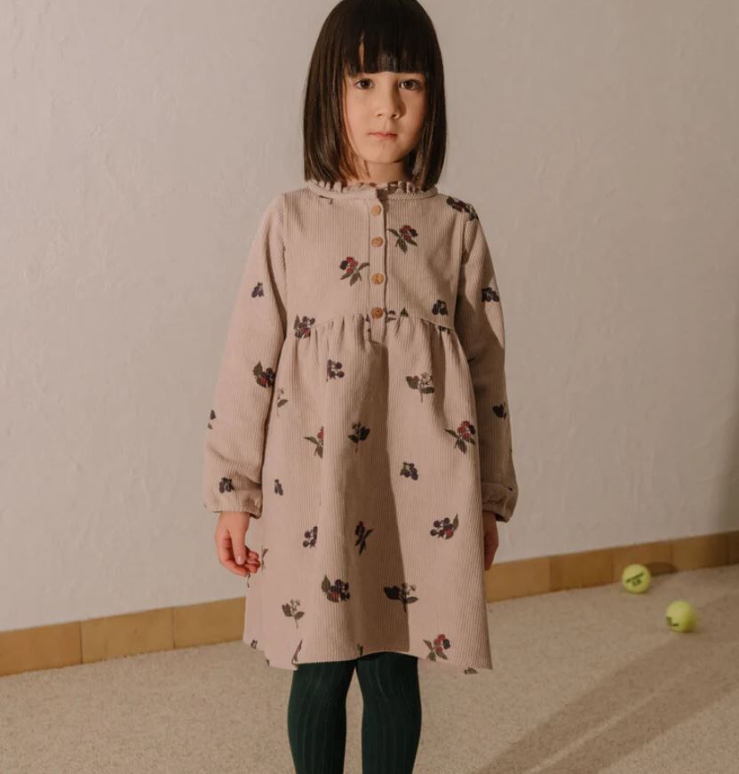 STUDIO BOHEME PARIS 燈芯絨莓果高腰連身裙 Robe Vermont-Mauve pâle mûres