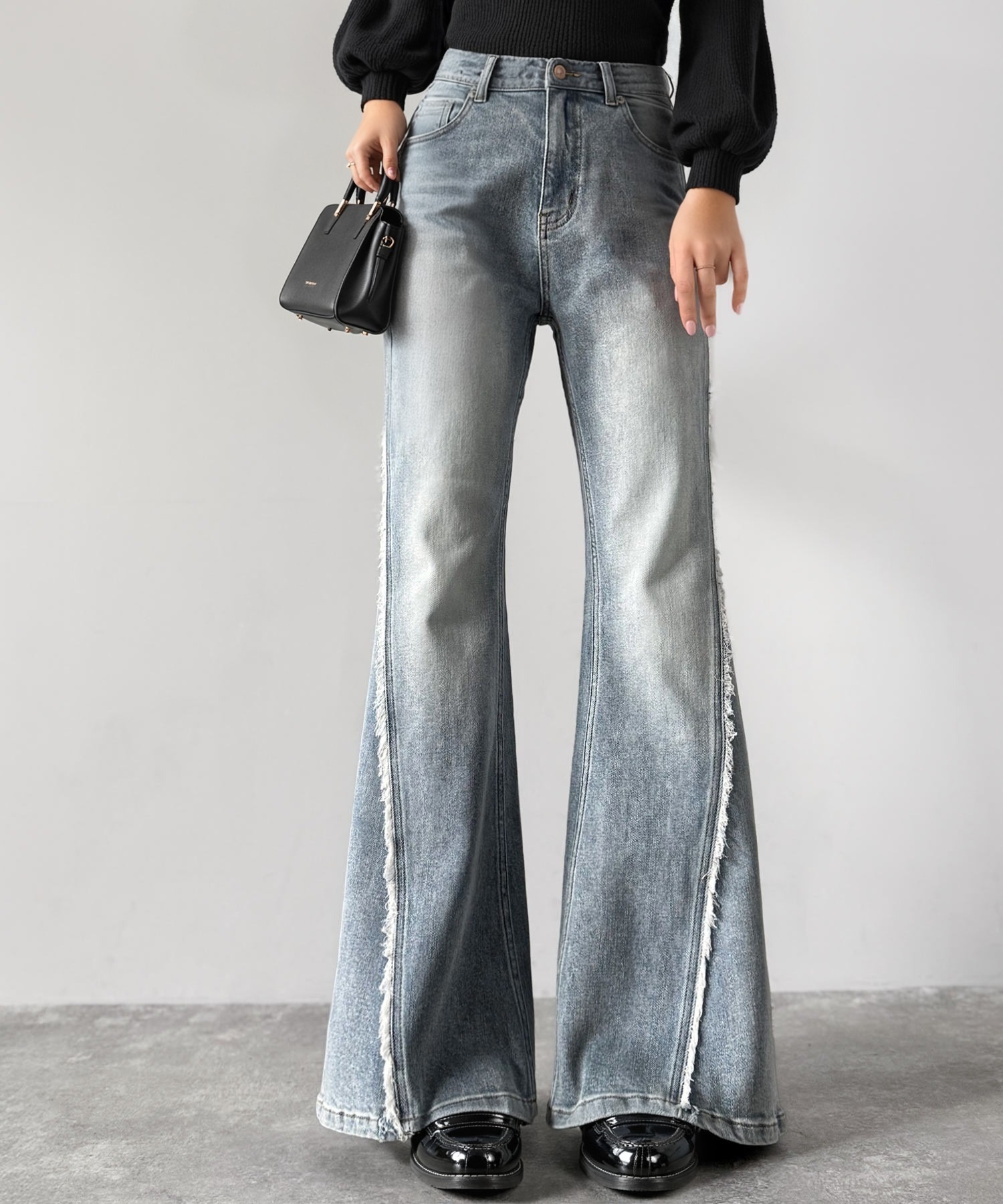 🇯🇵 日系品牌 mily bilet 復古風 流蘇 牛仔喇叭褲 牛仔褲 美腿褲 長褲 / 預購