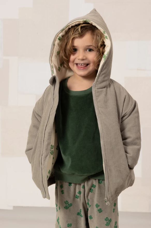 STUDIO BOHEME PARIS 燈芯絨胖胖外套 Manteau Frio-Gris trèfles