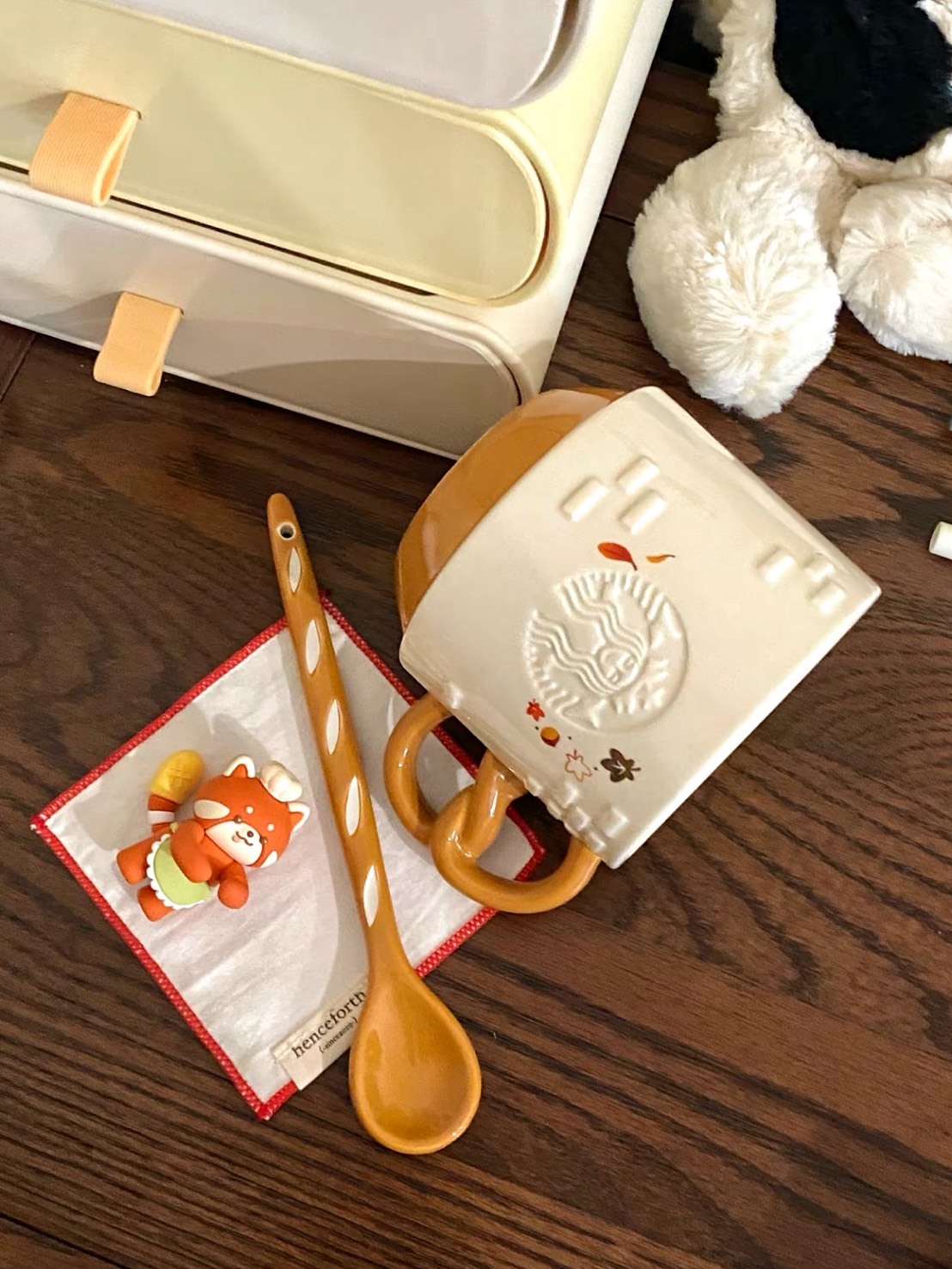 STARBUCKS 星巴克 小熊麵包 馬克杯 附奶白色攪拌勺 385ML