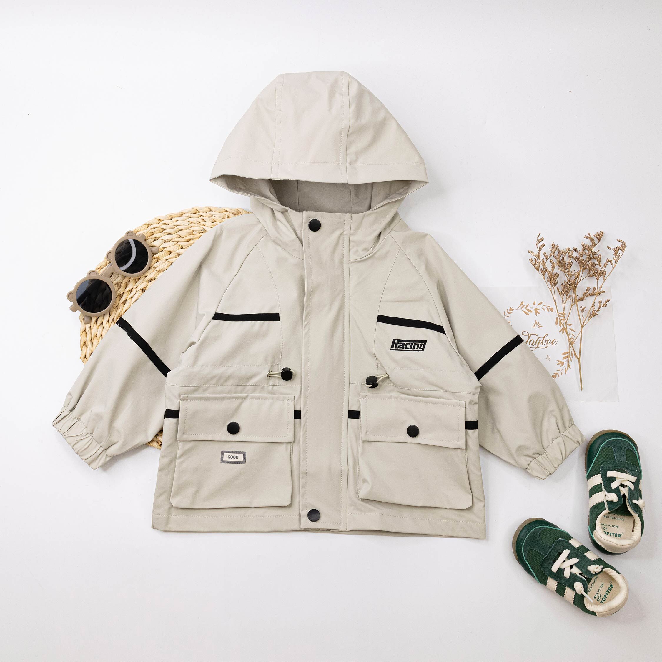 【H55353】韓系鈕釦裝飾口袋連帽外套