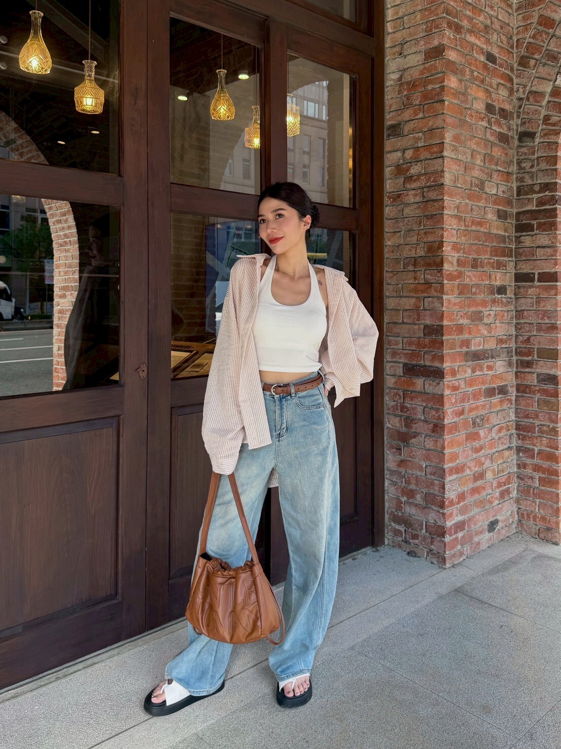 自留款微透直紋襯衫