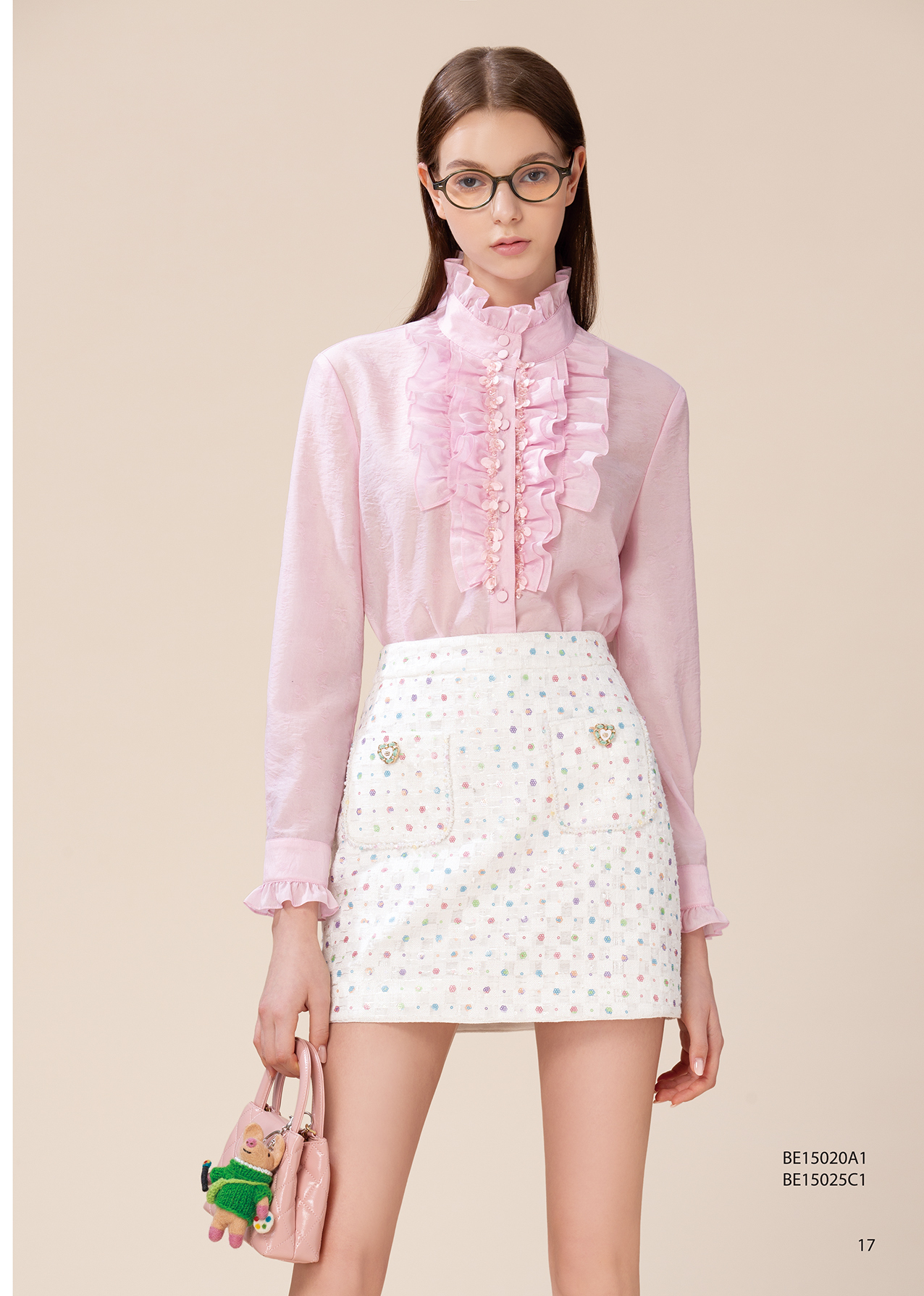 BE15020A1 巴黎浪漫玫瑰仕女多層荷葉領襯衫