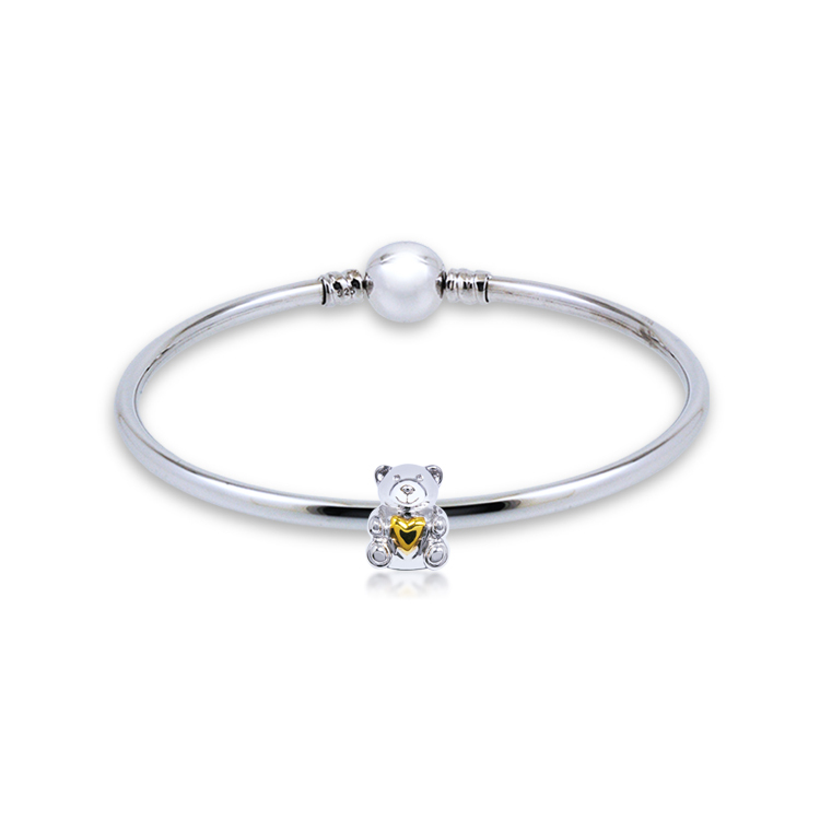 925純銀「許願熊」珠墜+贈白鋼項鍊-SNP0056