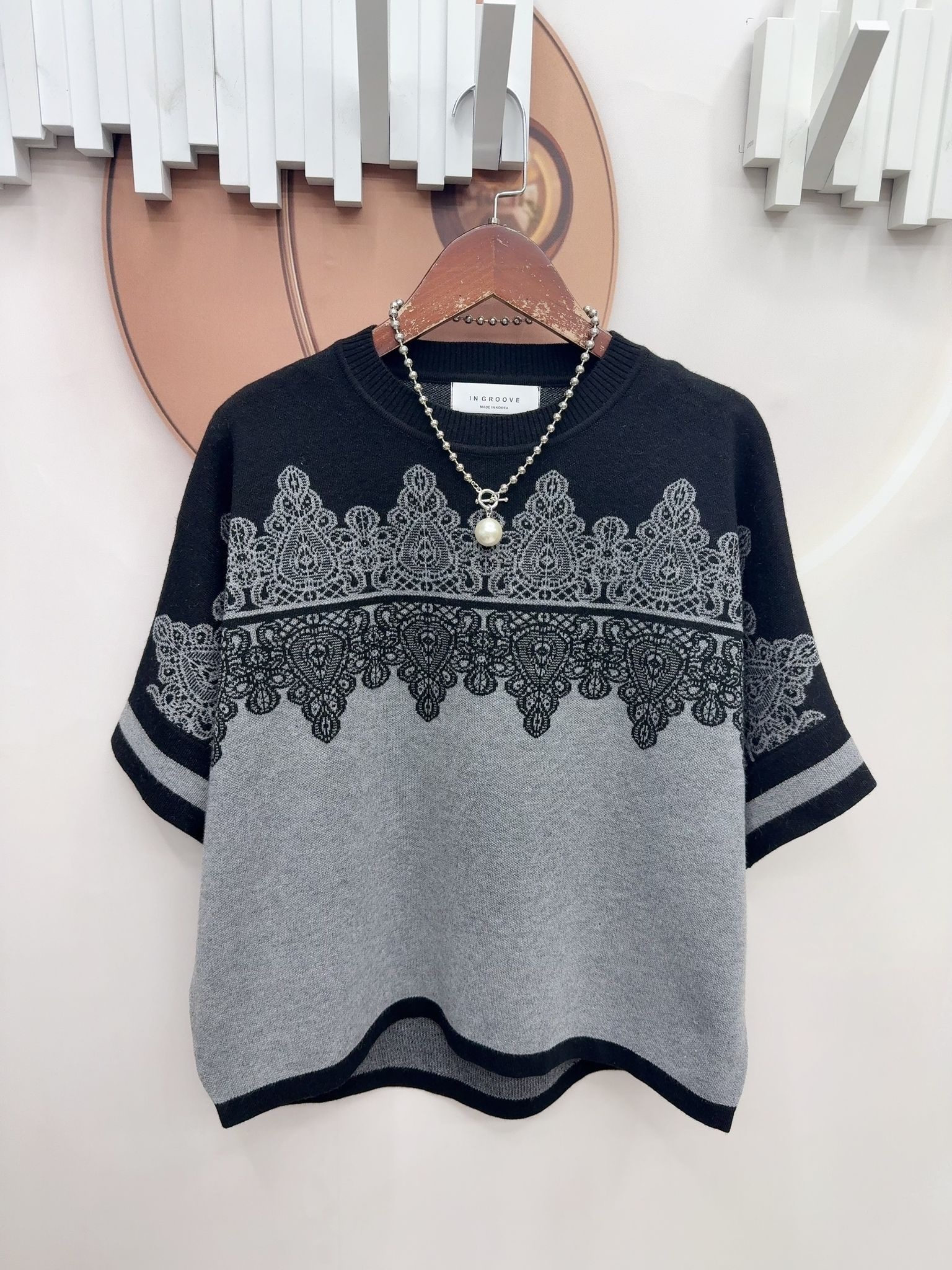 韓國高質民族花針織top~116A