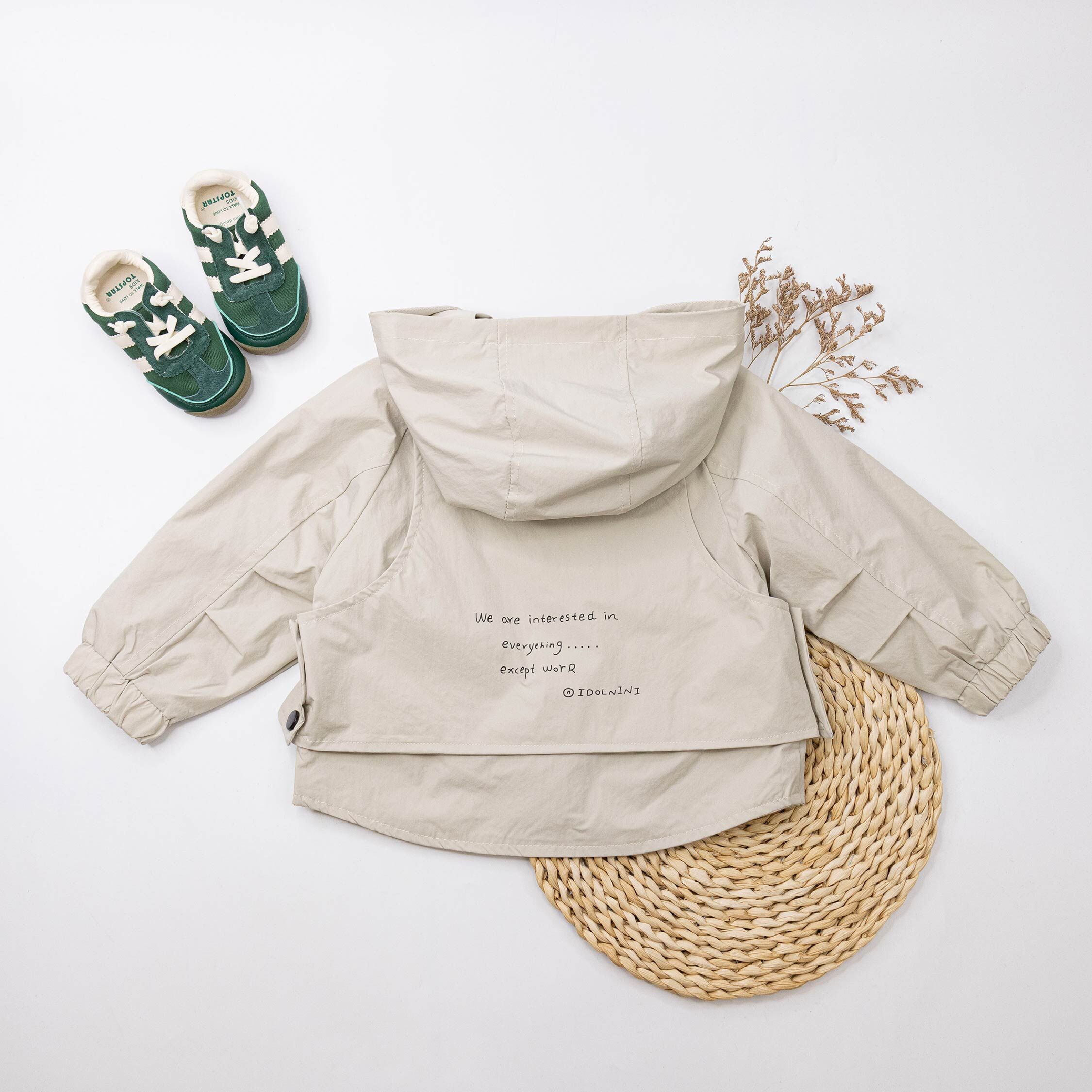 【H55352】潮流背心假兩件連帽外套＊二色