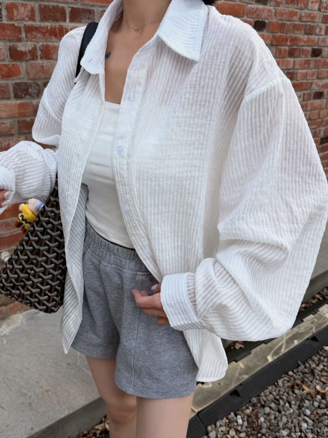 自留款微透直紋襯衫