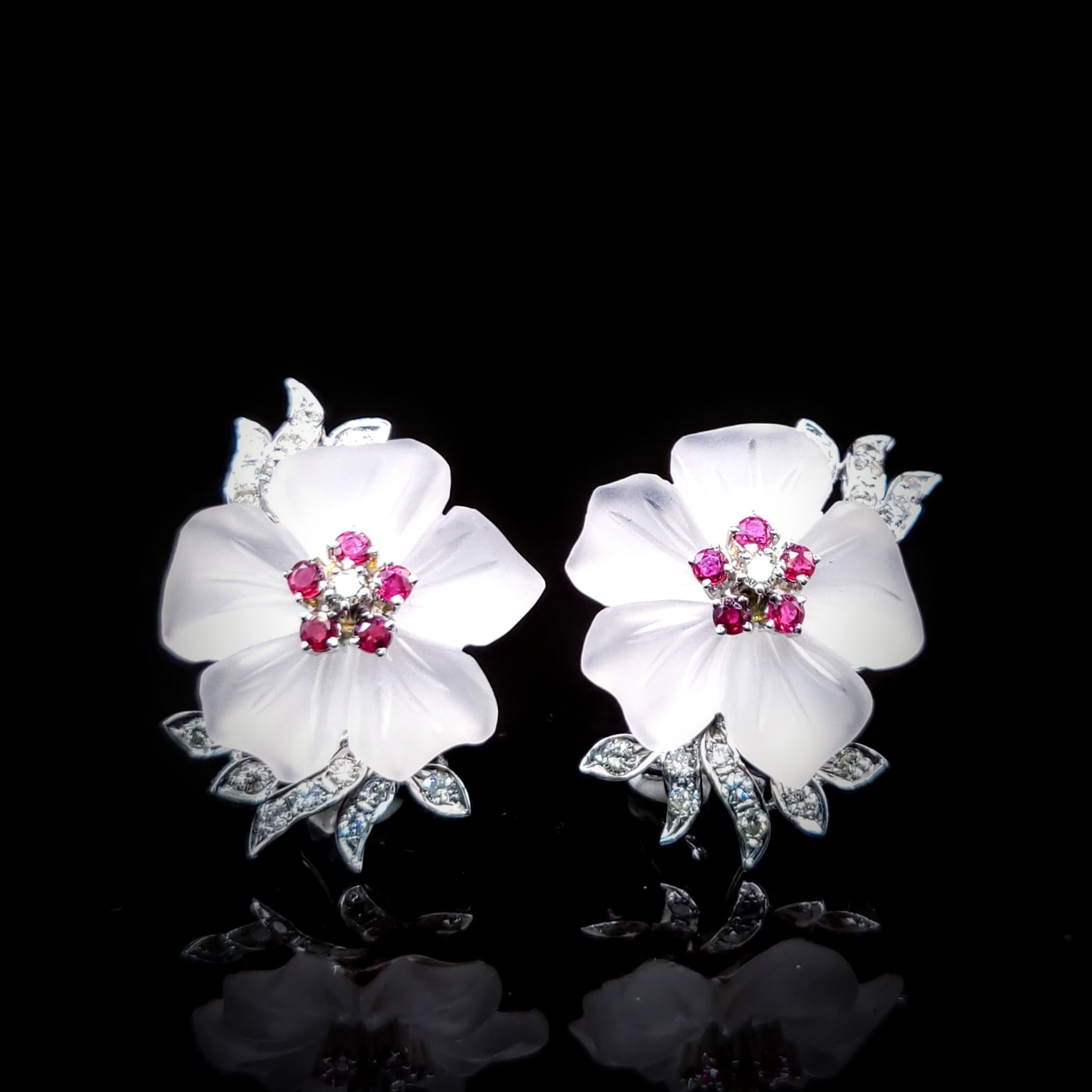 18K White Gold 0.61ct Ruby and Diamond Earrings